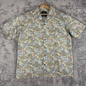 Spicy Tuna Hawaiian Button Shirt Palm Tree All Over Print Short Sleeve Small